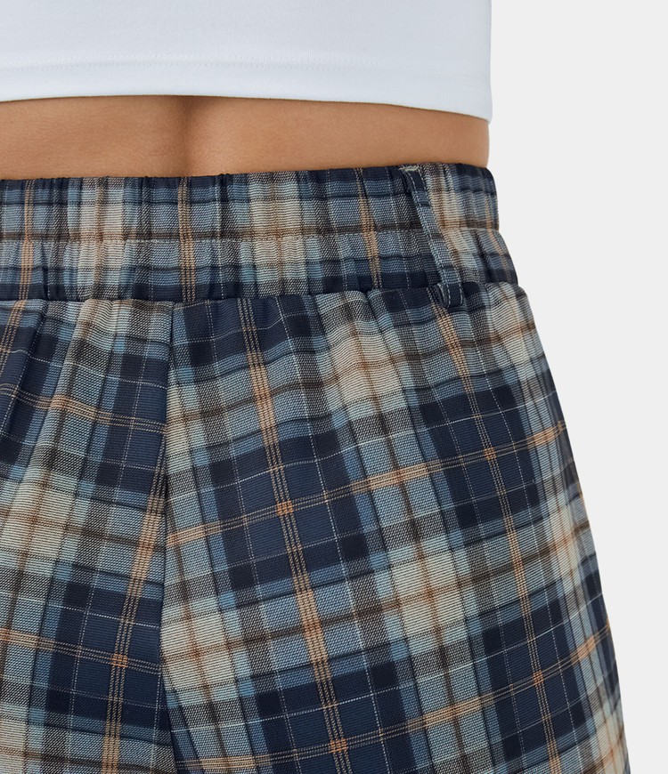 Women's High Waisted Plaid Wide Leg Casual Pants HALARA