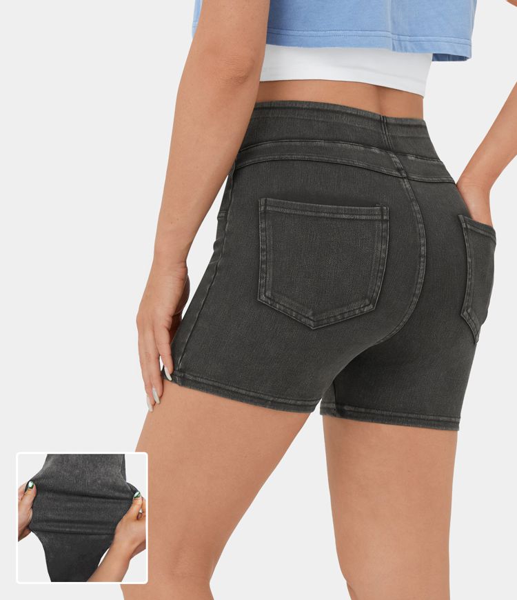 Women’s HalaraMagic™ High Waisted Back Side Pocket Stretchy Knit Denim