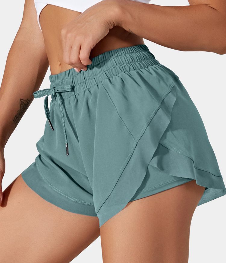 Women's Drawstring Contrast Mesh 2-in-1 Shorts - HALARA