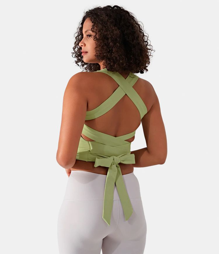 Women's In My Feels Cloudful™ Air Backless Padded Crisscross Lace Up Cool  Touch Workout Cropped Tank Top - HALARA