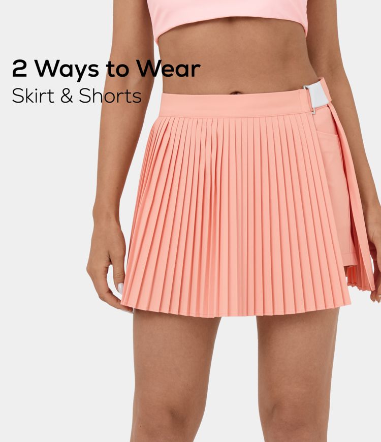 Women's Mid Rise Pleated Zipper Side Pocket Mini Golf Skirt HALARA