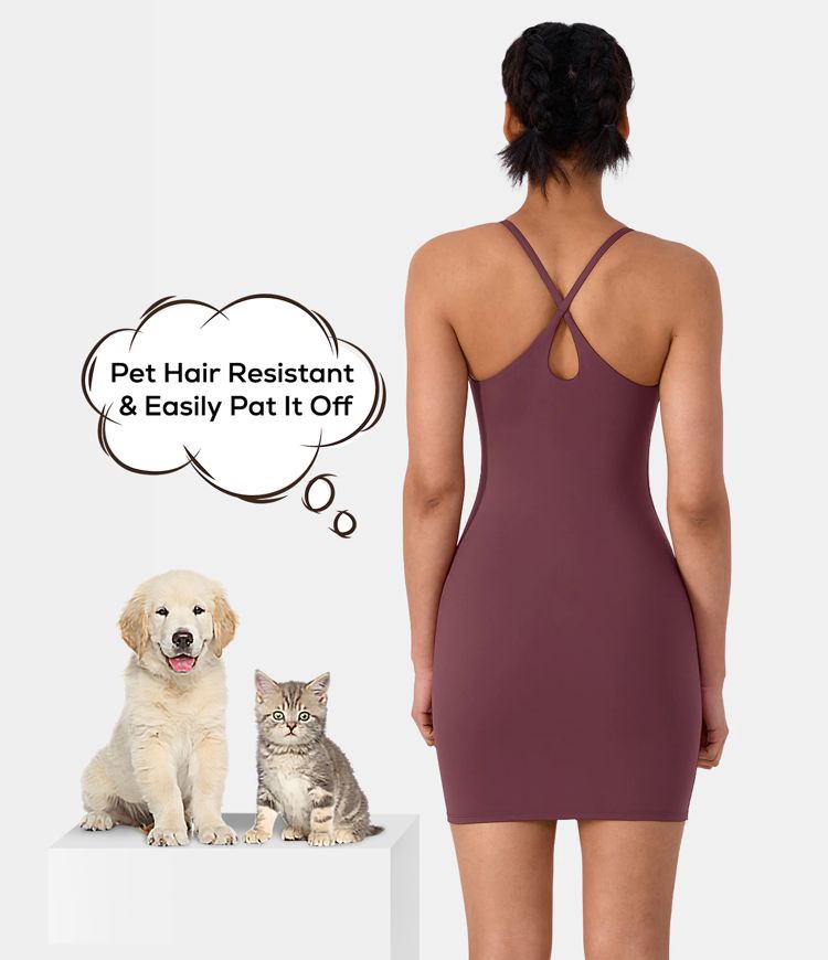 Women's Everyday Patitoff Pet Hair Resistant Backless Activity Bodycon