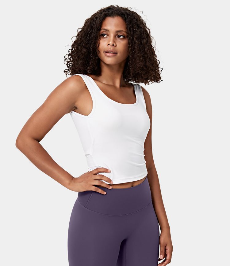 Women's U Neck Backless Crossover Barre Ballet Dance Tank Top - HALARA