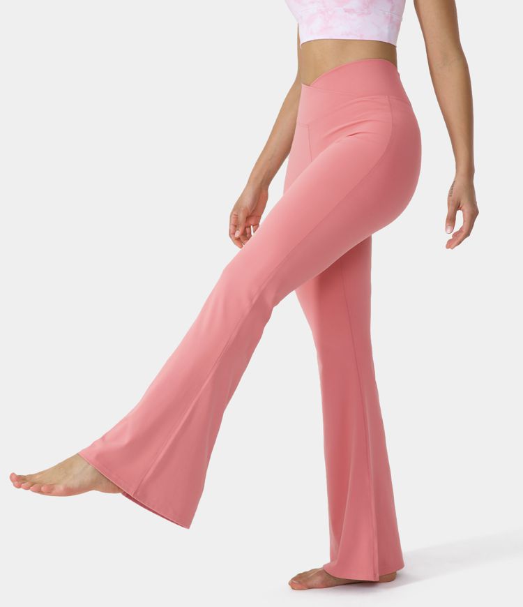 Women’s Crossover High Waisted Back Pocket Super Flare Leggings HALARA